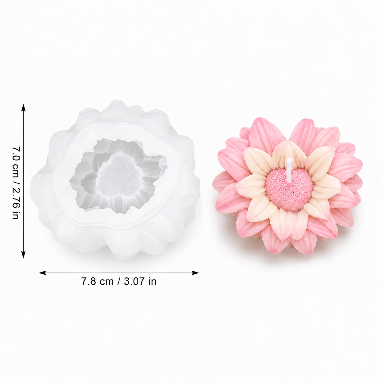 TEMU Moule en silicone et résine, Moule en silicone cœur et fleur, Moule pour fabrication de bougies sur le thème , Moule de 3D pour ornement pour