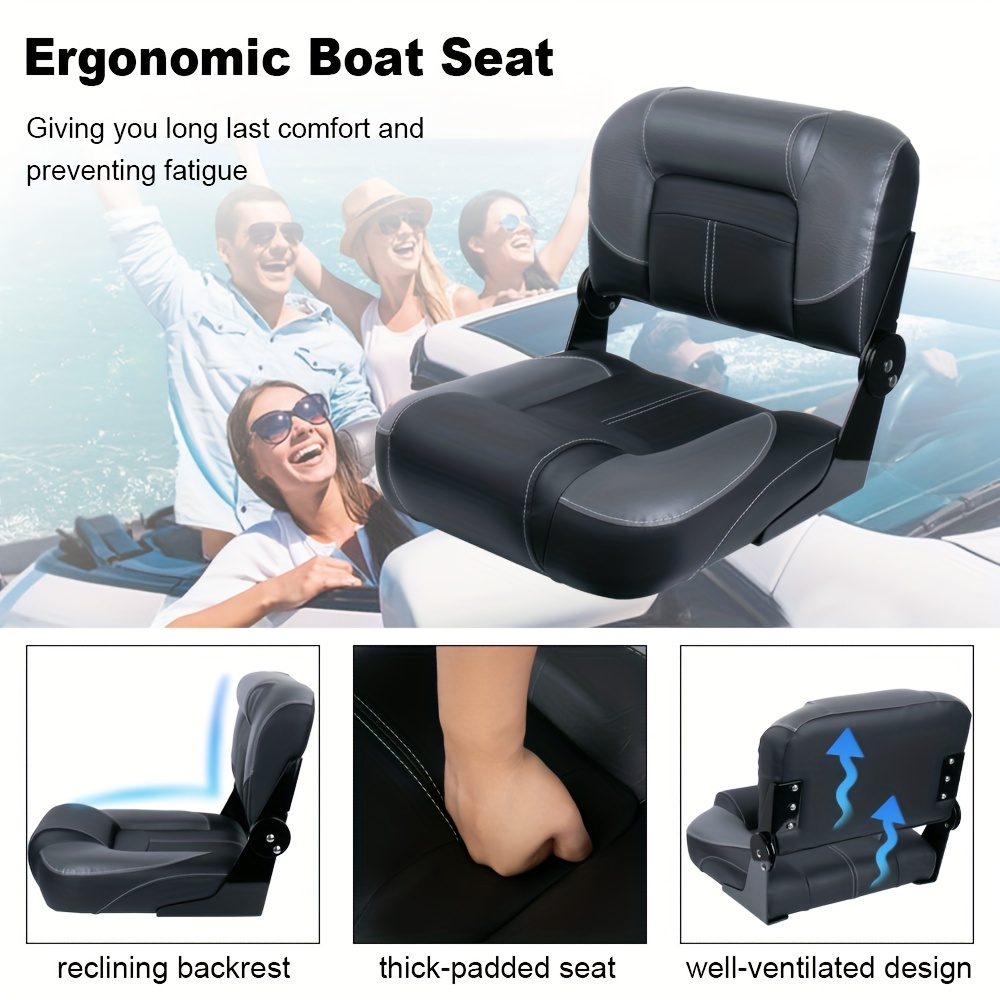 Folding Low Back Boat Seat, Padded Fishing Chair