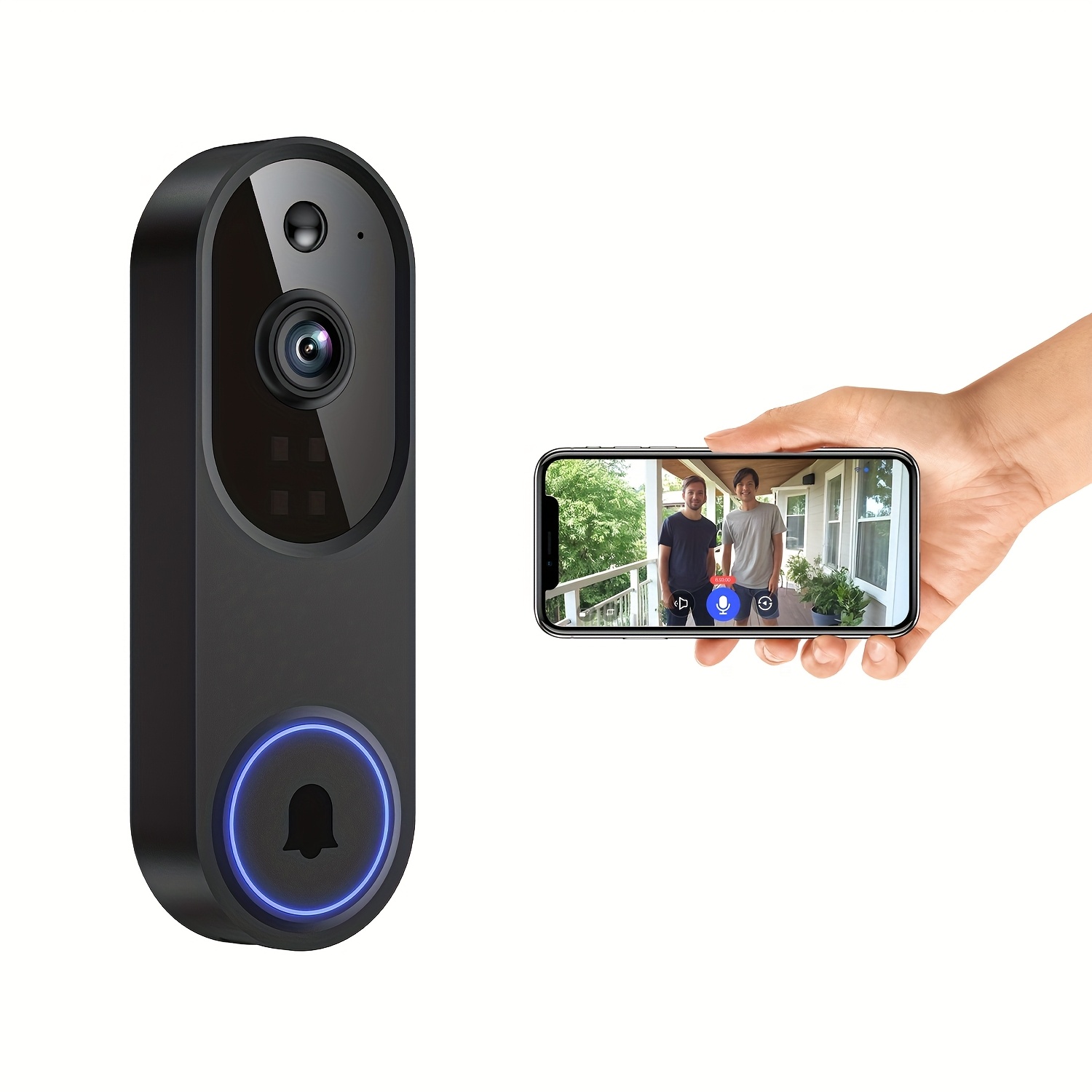 E-shop 2K drahtlose Video-Türklingelkamera für die Heimüberwachung (mit Innenempfänger), funktioniert ausschließlich über 2,4-G-WLAN, mit