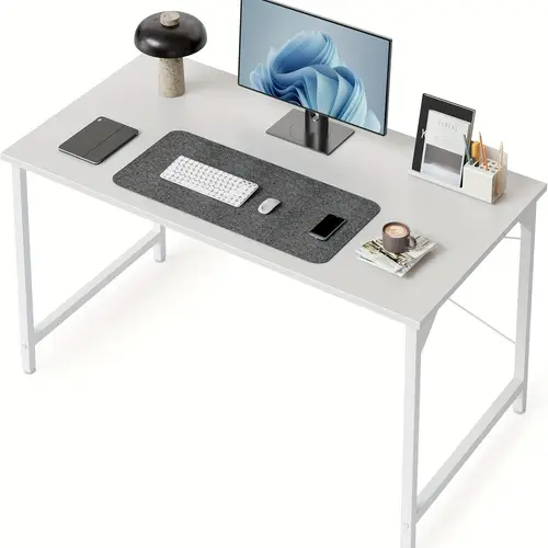 40 modern office desk for small spaces hardwood steel construction sleek minimalist style with gray fabric desktop cover easy assembly compact stylish computer desk wood desk desk decor