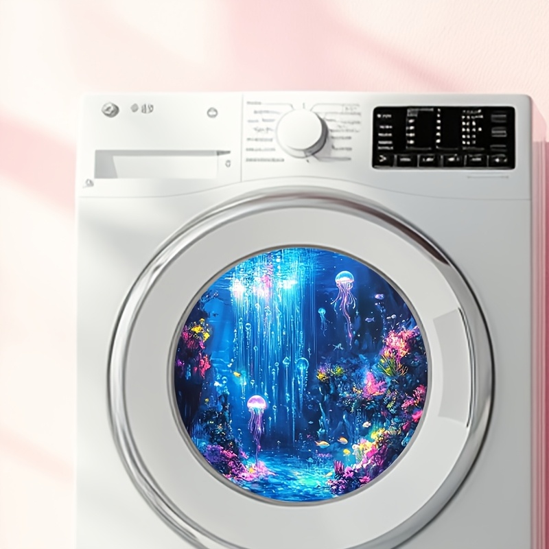 Image of 2d Flat Sticker Iridescent Deep-sea Jellyfish Fantasy Decorative Self-adhesive Sticker Self-adhesive Removable Pvc Material Used For Balcony Laundry Room Background Decoration Stickers