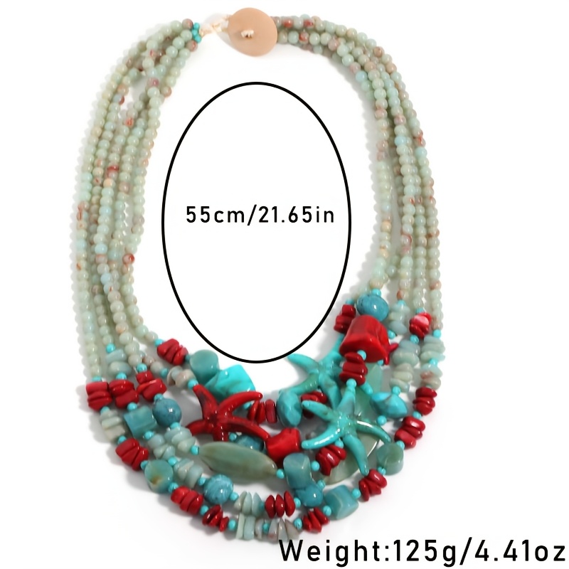 Multi-Layer Bead Sea Star Decorative Necklace for Women