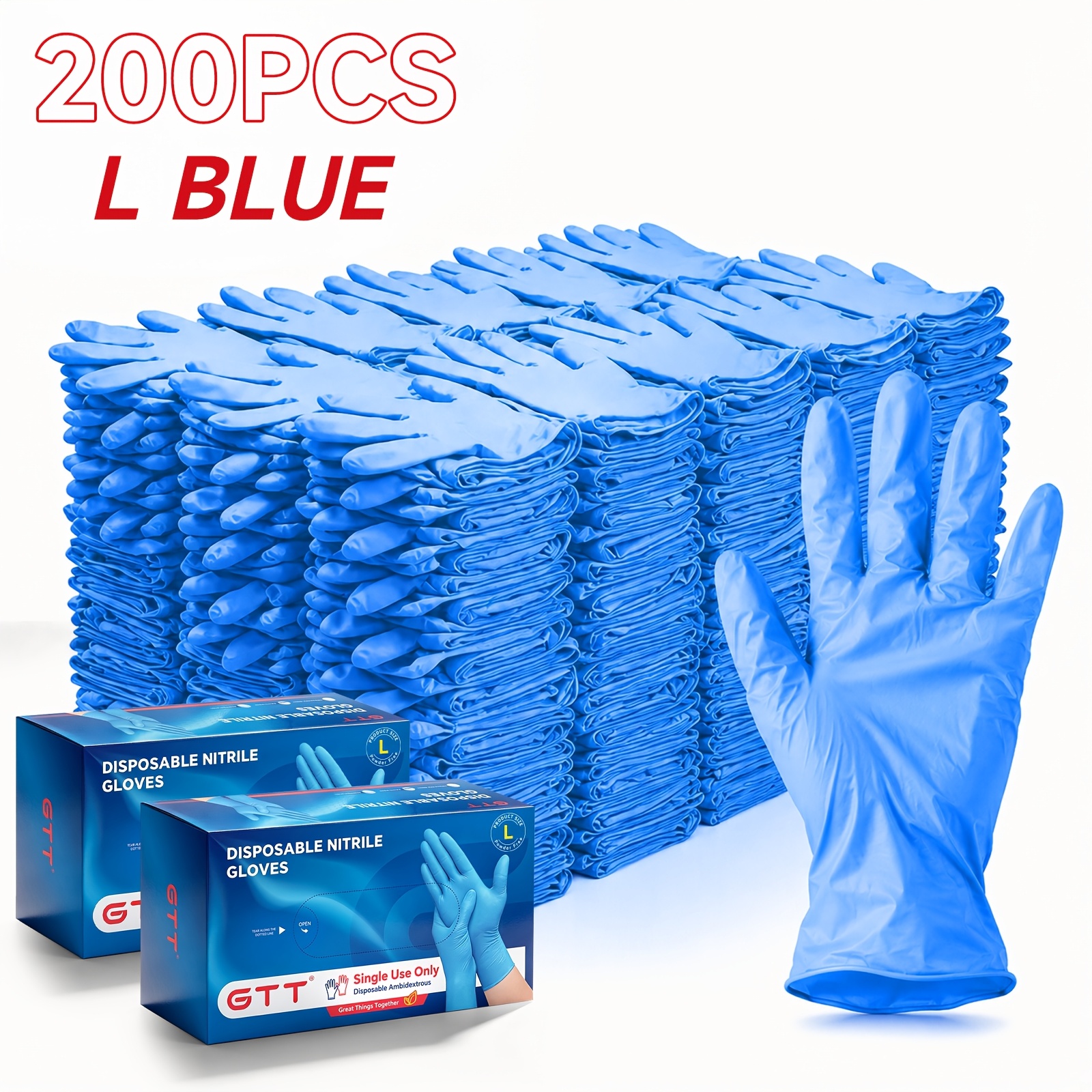 TEMU 5mil Nitrile Gloves In Indigo/light Blue/matte Black, Sold In Bulk; Powder-free, And Durable - Ideal For Household Kitchen Cleaning, , Nail Art,
