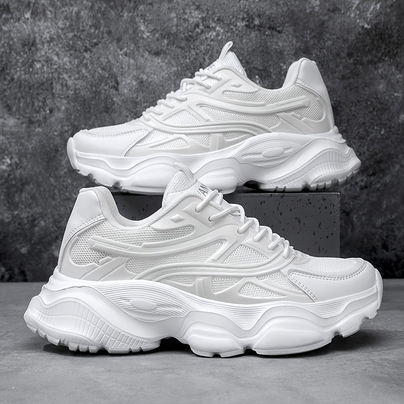 TEMU New Upgraded Dad Shoes, Men's Casual Sneakers, Lace-, With Thick Eva Sole Heightening, Shock-absorbing And Breathable, For Running And Sports,
