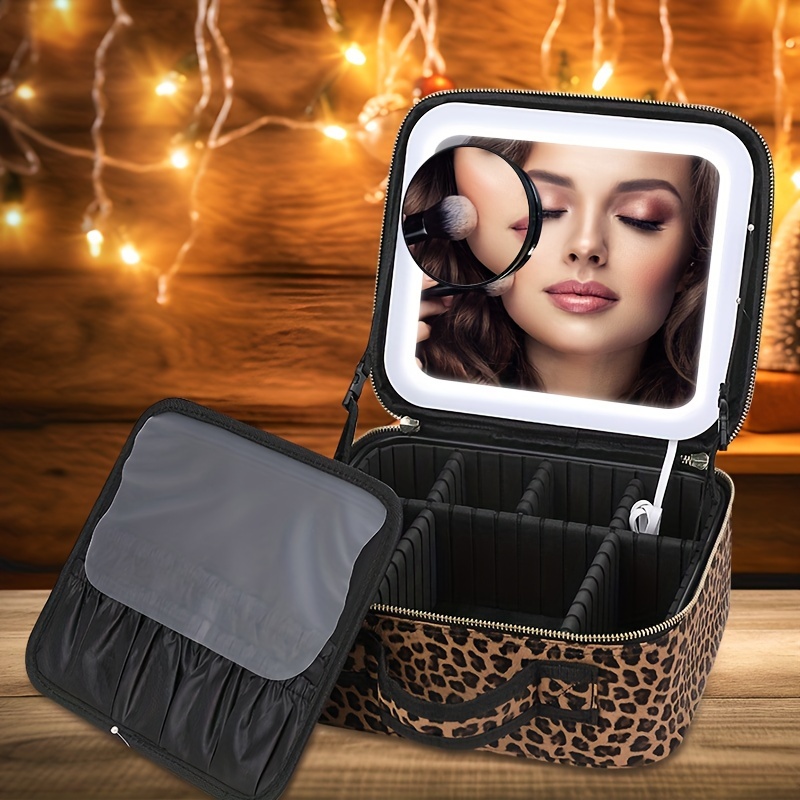 

1pc Makeup Travel Case Led Lighted , Portable Organizer, Usb Rechargeable Battery, Cosmetic Bag, For Women