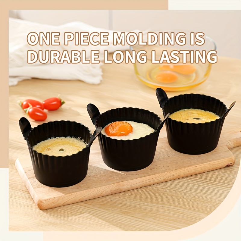 Image of 3-pack Black Silicone Air Fryer Baking Mini Muffin Pans - , Food Grade, Perfect For Eggs, Cupcakes, Muffins, Pudding, Tarts, Custard - Versatile Kitchen Accessory For Healthy Cooking