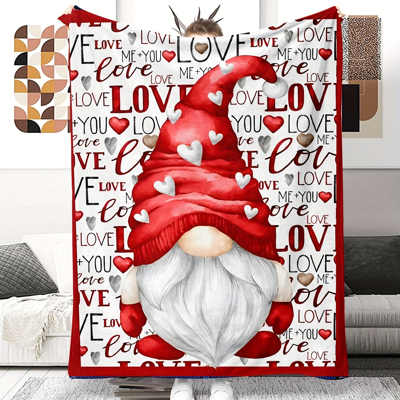 

1pc Couverture Décorative Gnome de Noël pour Canapé Bureau, Cadeau, Couverture Imprimée Numériquement Polyvalente