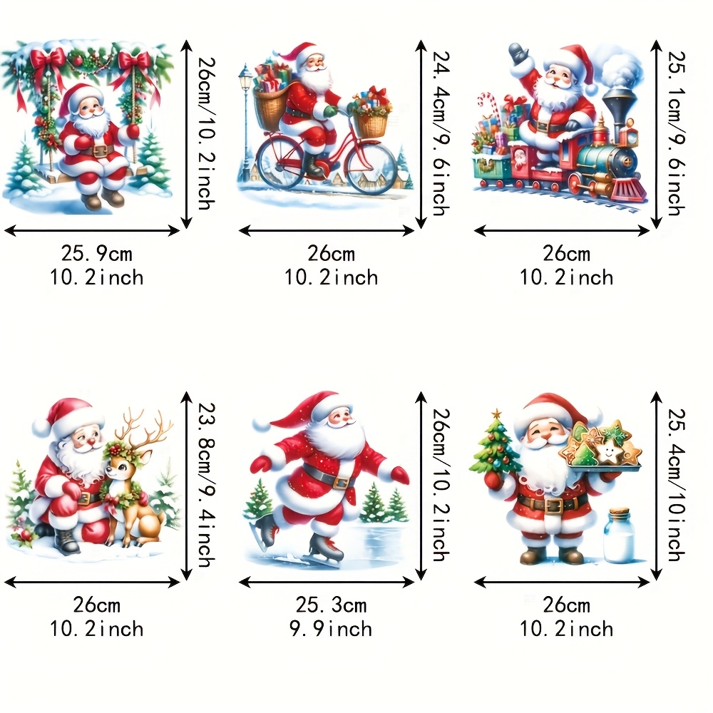 TEMU Set Of 6 Christmas-themed Heat Transfer Stickers Featuring A Cute Old Man, Perfect For Projects. Washable Stickers Are Ideal For Handmade