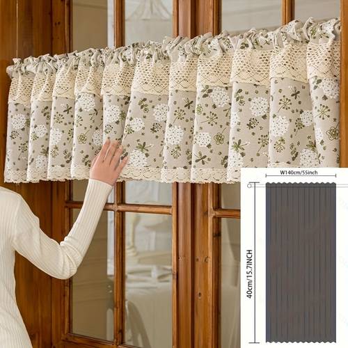 1pc floral print and simple partition short curtain fabric half curtain cabinet decoration door curtain blackout curtain