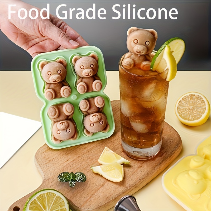 silicone bear shaped   trays with lid cartoon   ball maker   cream   molds food grade   mold for whiskey cocktails diy treats details 5