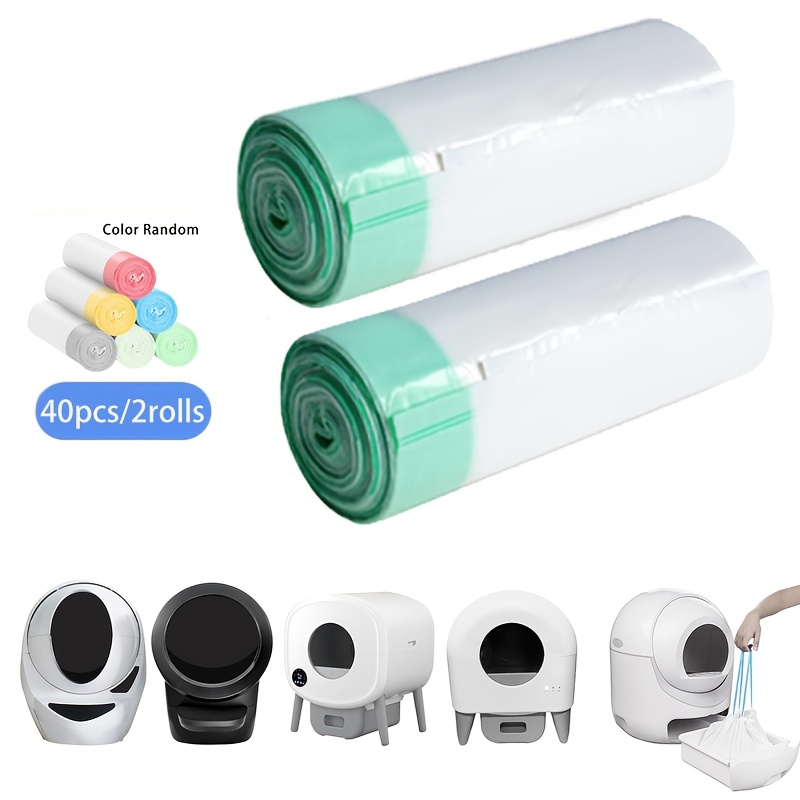 TEMU 40pcs/2rolls/60pcs/3rolls/80pcs/4rolls Pack Heavy-duty Thickened Pe Suitable For Automatic Self-cleaning Litter Boxes & Refills, Compatible For