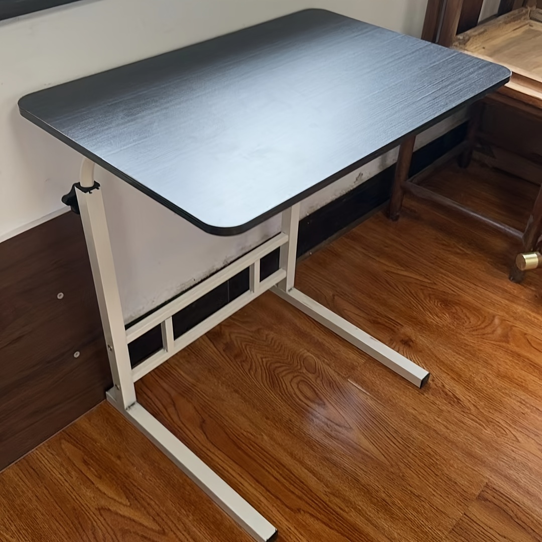 TEMU Adjustable Height Rolling Folding Computer Desk, 1pc, Metal Frame,, No Needed, Versatile Bedroom Laptop ,