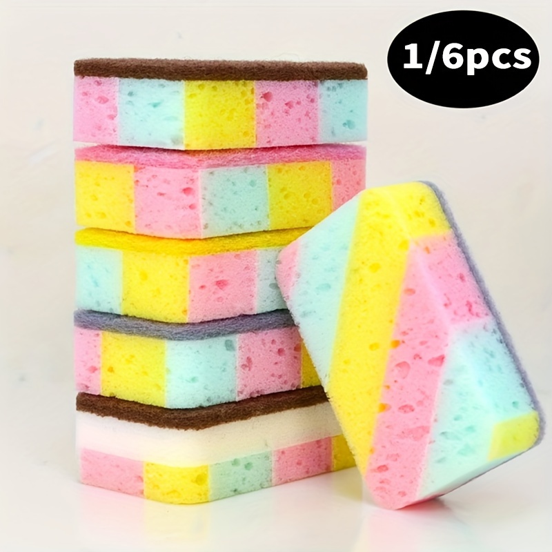 

Double-sided Cleaning Sponge - 1pc/6pcs, -absorbent & -, For Kitchen, Bathroom & Use,