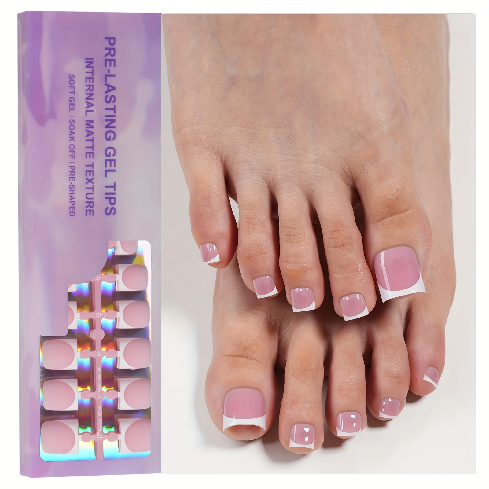 150pcs Soft Gel -on Toenails, Full Coverage Removable False Nail Patches, 15 Sizes, Suitable For Women's Toenail Decoration In Summer And Autumn, Need To Be Used With Construction And Sealing Layer