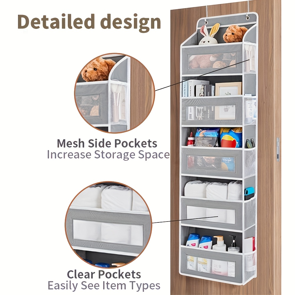 5 tier storage   tier door storage box hanging door storage box with 5 large capacity pockets anti tilt 44 pound load back of door storage box for bedroom bathroom pantry youngsterss room storage and collection use details 0
