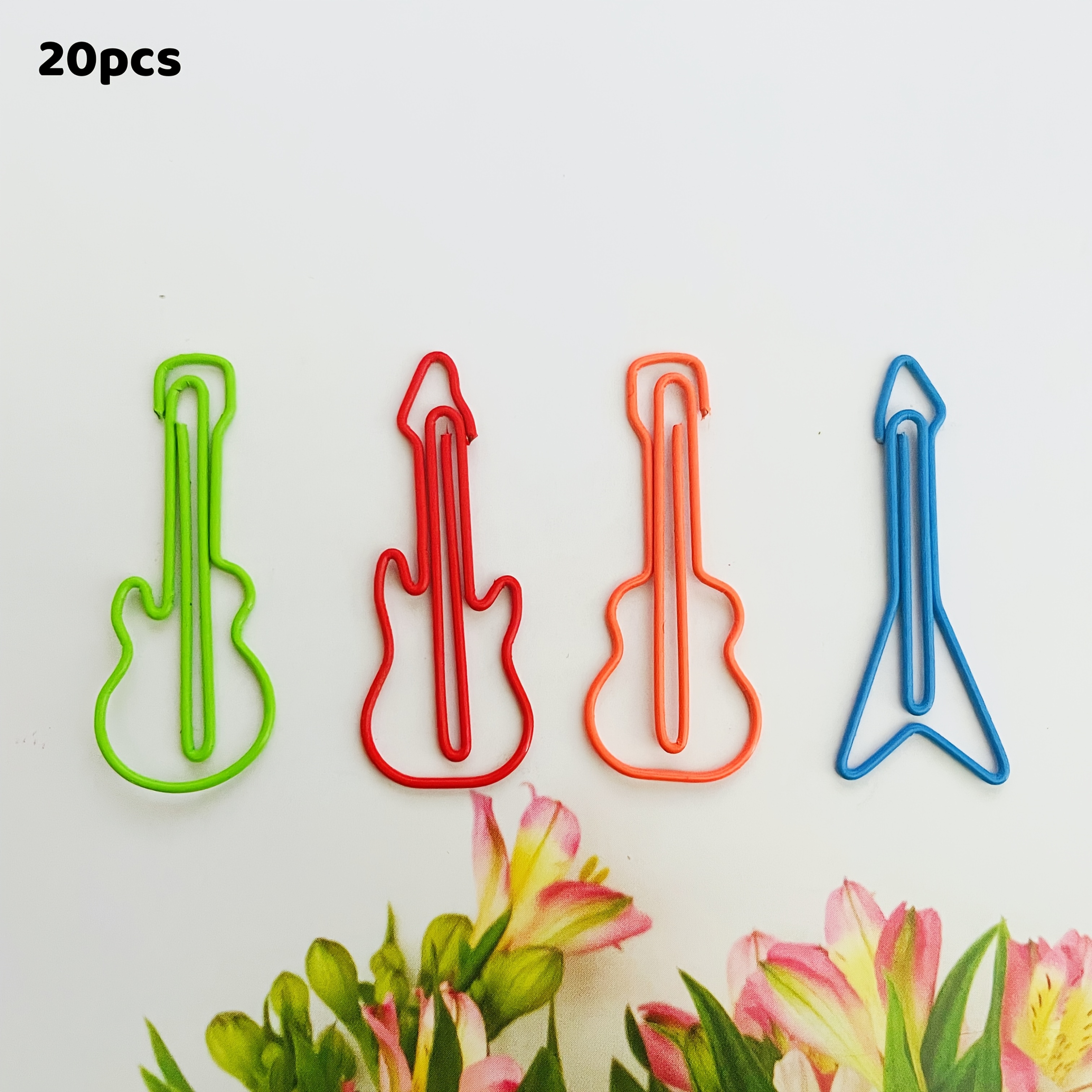 Image of Guitar-shaped Paper Clips In Packs Of 20, 50, Or 80, Perfect For Organizing , Documents, And Bookmarks For Office Events, Invitations, Gifts, Notebooks, And Stationery (four Varieties)