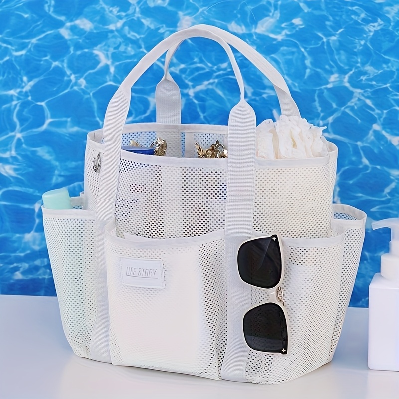 E-shop Neue Kreative Mode Strandtasche Tragbare Organizer Mesh Leichte Handtasche Kleideraufbewahrungstasche Geeignet für Reisen und Urlaub,