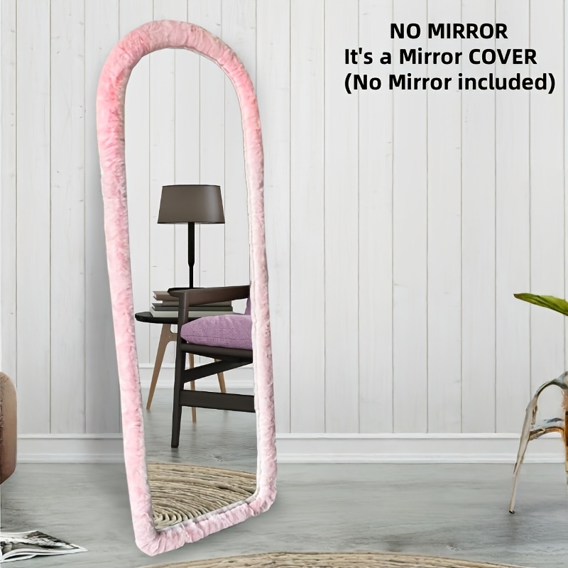 TEMU 1pc Plush Mirror Cover - Anti-slip, Self-standing Design For Full Body Mirrors - Perfect Gift For Girls, Ideal For Living Room, Bedroom, Or