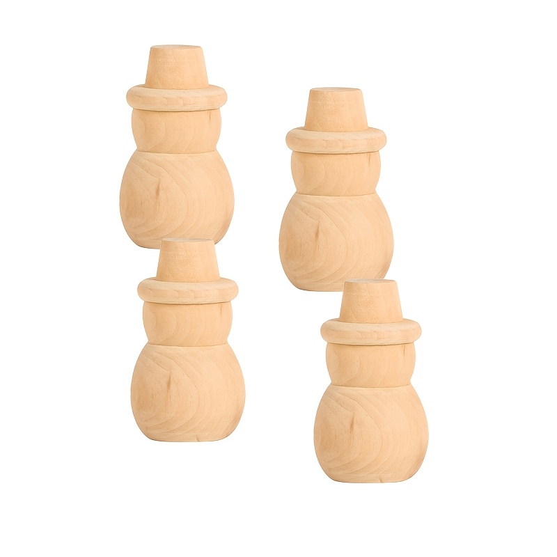 TEMU Wood Wooden Snowman Ornament - Diy Paintable Christmas Decoration With Suitable For Painting, Handicraft Projects, Craft For &, Festive Diy Gift