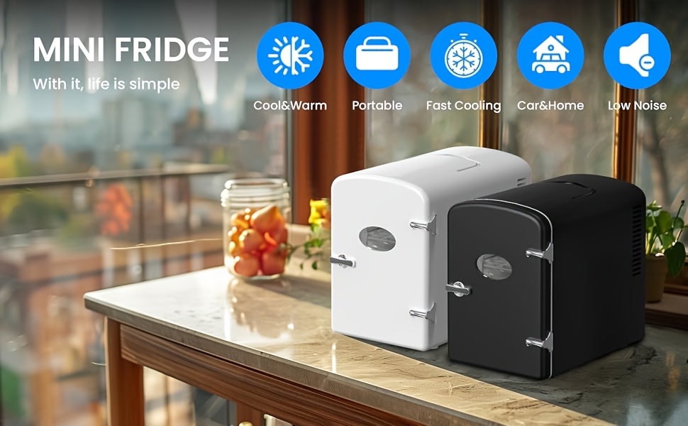 9 Can Mini Observation, Portable Cooler & Warmer, Compact Fridge For Skincare, Beverage, 1.59gal With Window, 1.59gal Compact Mini Fridge: Cooling & Heating Function For Versatile Use And With Cooling And Heating Capabilities - Ideal For Any Space