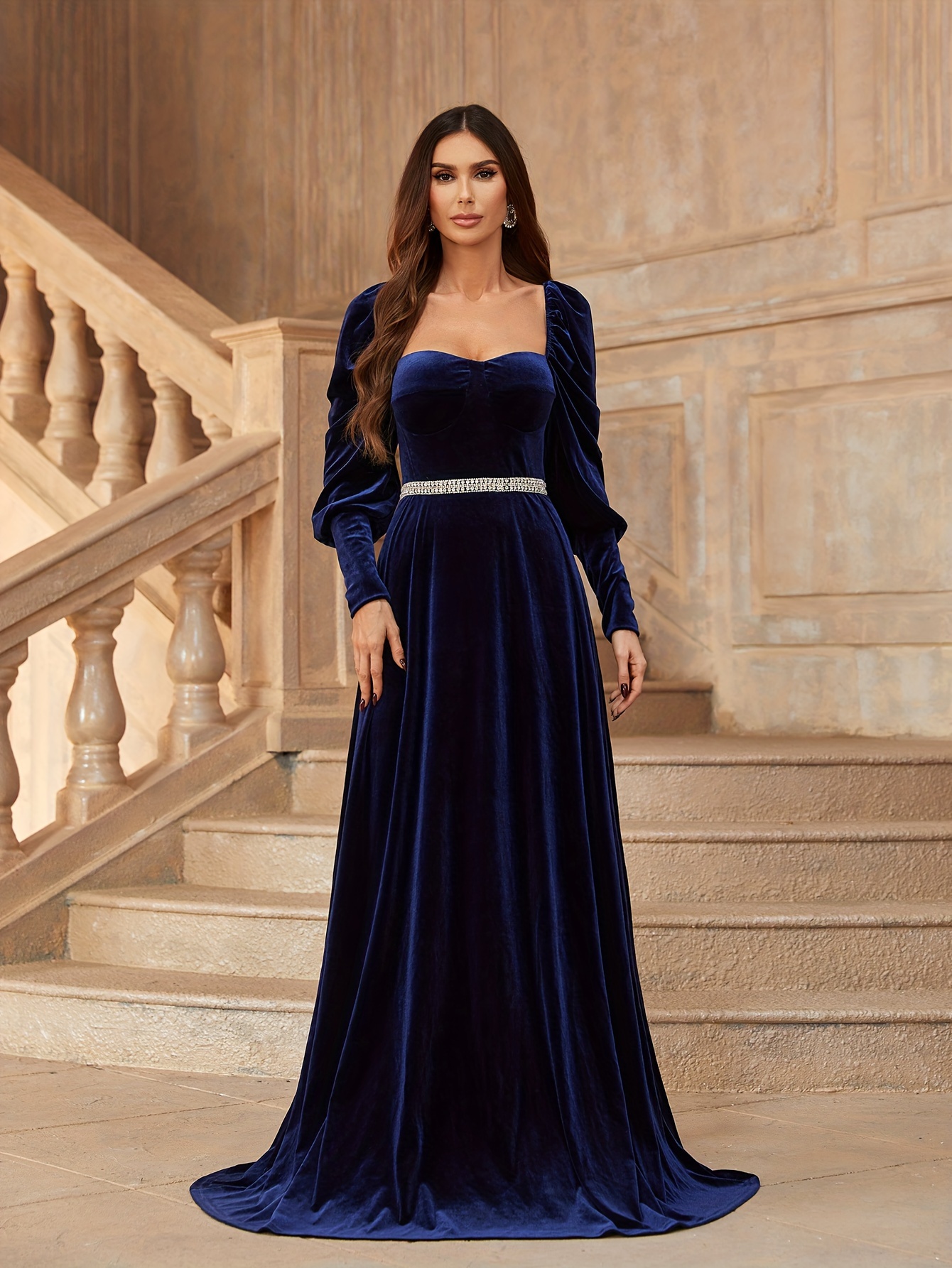 velvet sweetheart neck dress elegant floor length - Temu United Arab  Emirates
