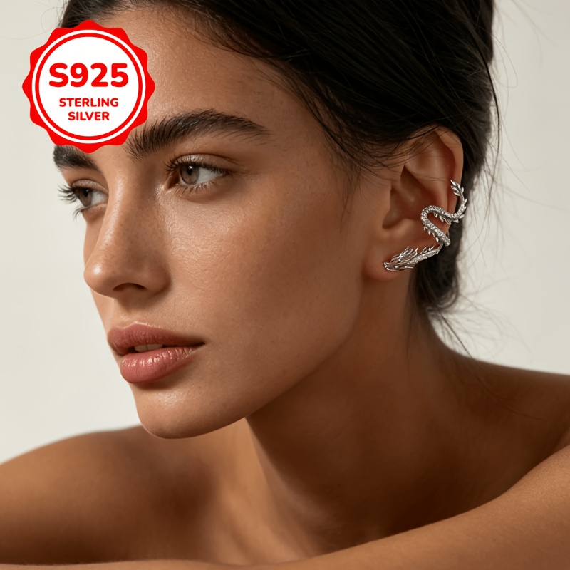 925 Silver Dragon-Shaped Ear Clip Without Piercing