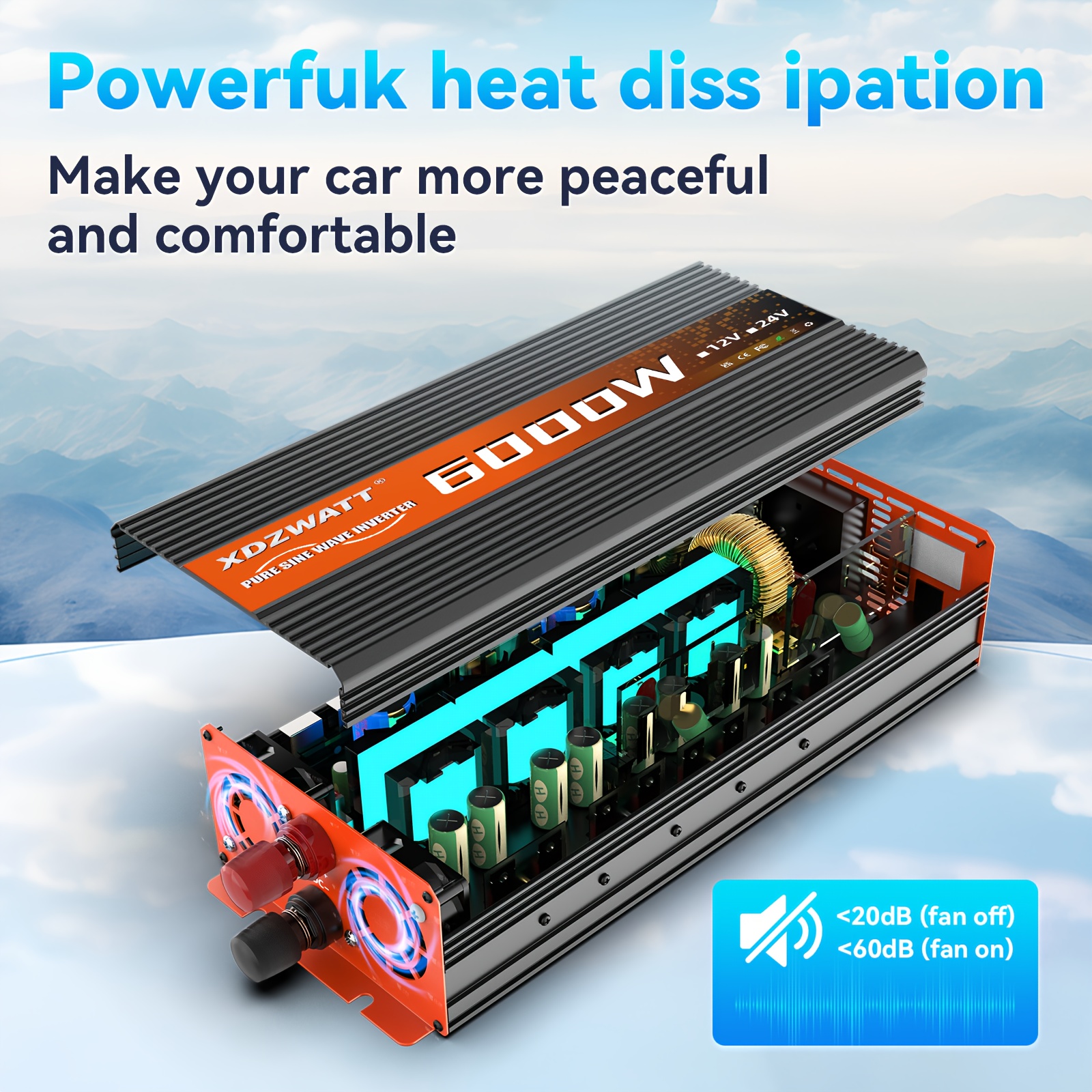 FLAMEZUM 6000W Pure Sine Wave Power Inverter - Heavy-Duty 12V DC to 230V AC Converter with Pure Sine Wave Output, Overload & Short Circuit Protection, Compact Design for RV, Car, Truck, Camping, Emergency Backup, Home, Boat - Compatible with 12V DC Systems, Rv Power Supply, Efficient Cooling System, Durable Construction, Rv Owners, Portable Energy Generator, Power Bank For Car Use Korean Type V Large Capacity, Portable Power Station, Solar Inverter, Hybrid Inverter, Pure Sine Wave