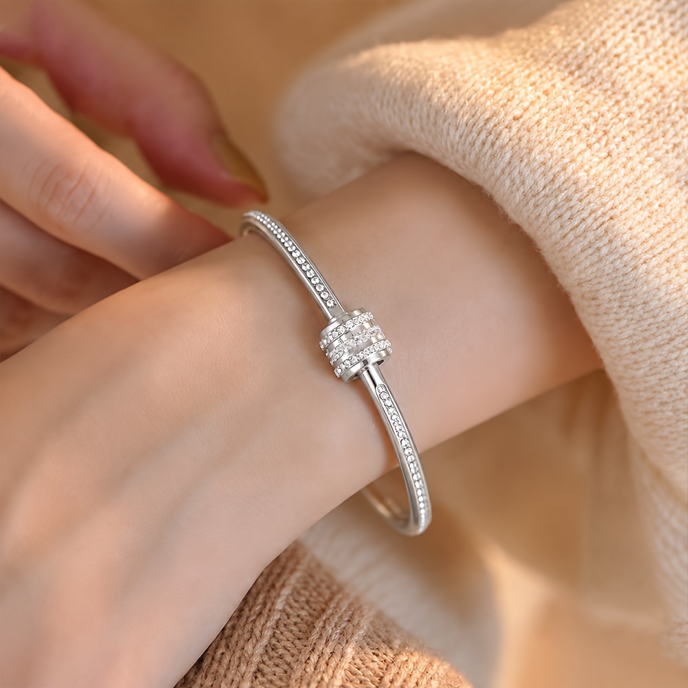 Women's Luxurious Rotatable Bead Design Zircon Bracelet