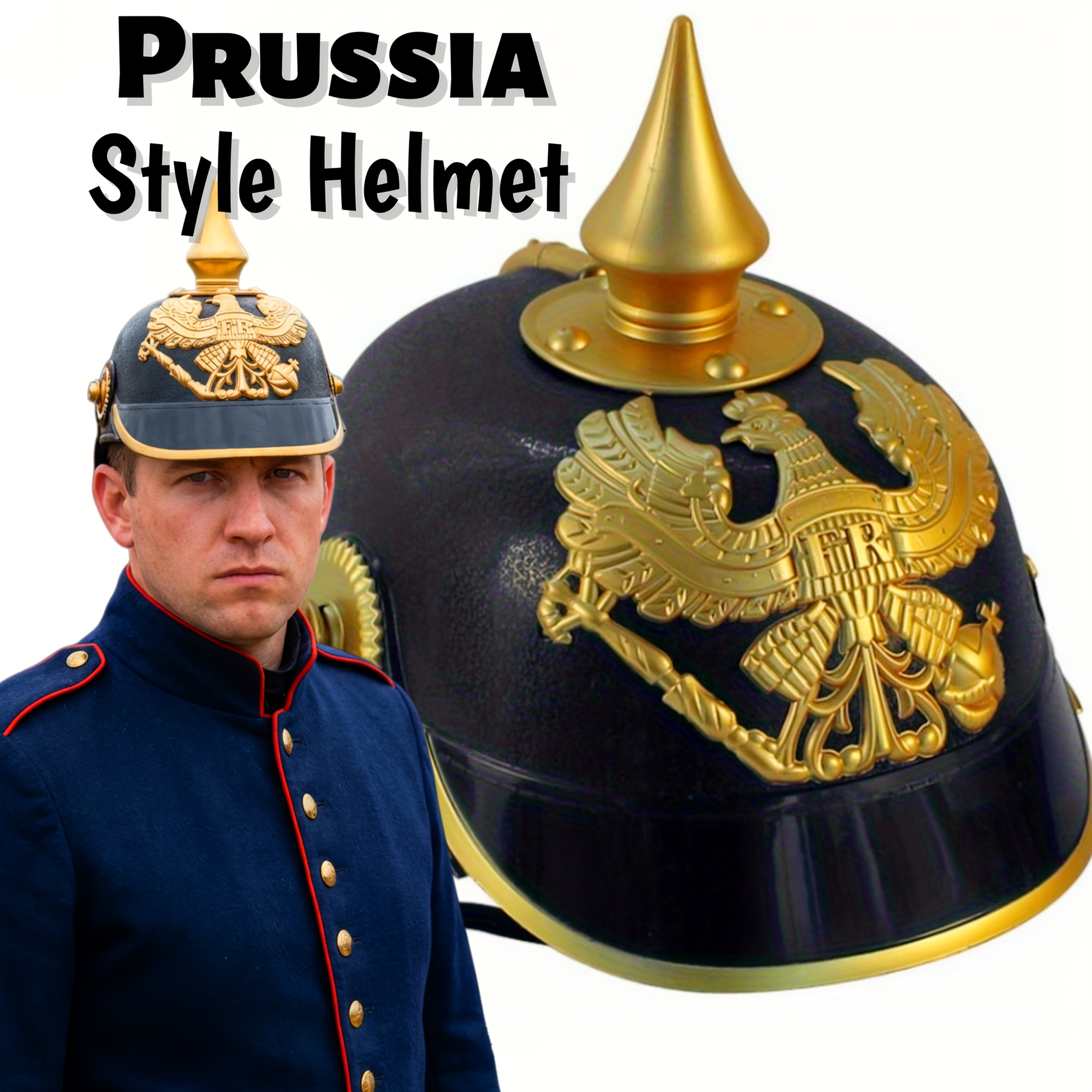 Image of Prussian-style Helmet Cap, German Hat, German Pointed Theatrical Costume Hat, Cosplay Costume Accessory And Historical Reenactment Headgear I Perfect For Halloween