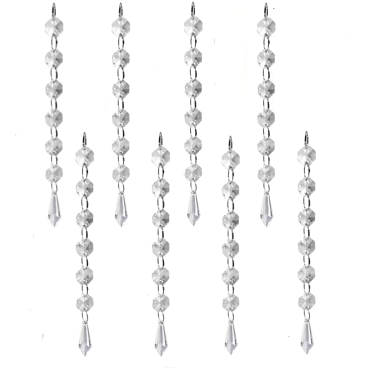 TEMU 8pcs Octagonal Ice Pillar Acrylic Crystal Pendant, Fully Transparent And , Lightweight And Durable Material, Easy And Exquisite Design; Suitable