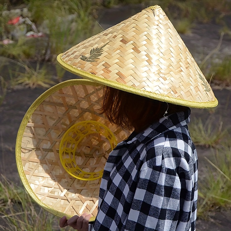 

Handmade Traditional Bamboo Weave Fisherman Hat, Rustic Farmer Straw Hats, Vintage Style Breathable Sunshade For Gardening Outdoor Use