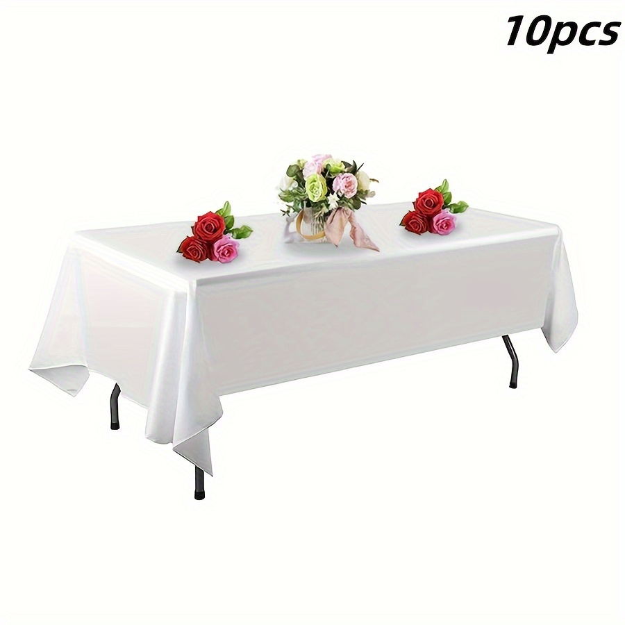 

10pcs Tablecloths - & Oil-, Peva Plastic, 54" X 108" Rectangular For Parties, Weddings, Picnics, And Restaurants