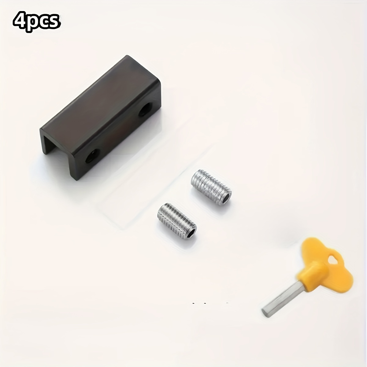 TEMU 4pcs No-drill Adjustable Sliding Window Lock Suitable For Home/office - Heavy-duty Aluminum Alloy Lock With Key & Spacers, Secure Anti-theft