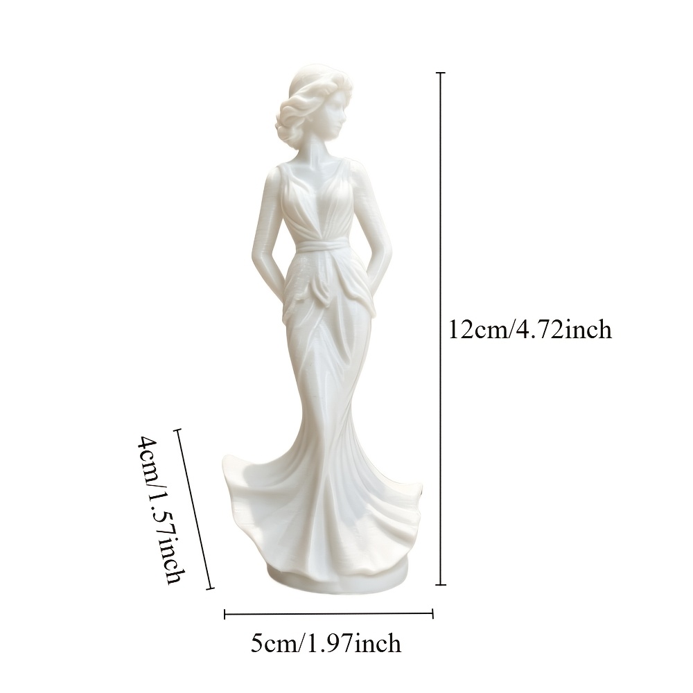 TEMU 1pc, Elegant White-clothed Female Statue, Plastic Seated Female Sculpture, Modern Home Decorative Figurine, Suitable For Placement In Living