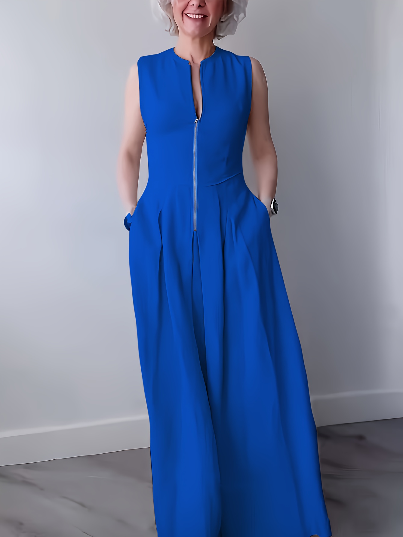 Flowy Silhouette Vivid Blue Maxi Dress
