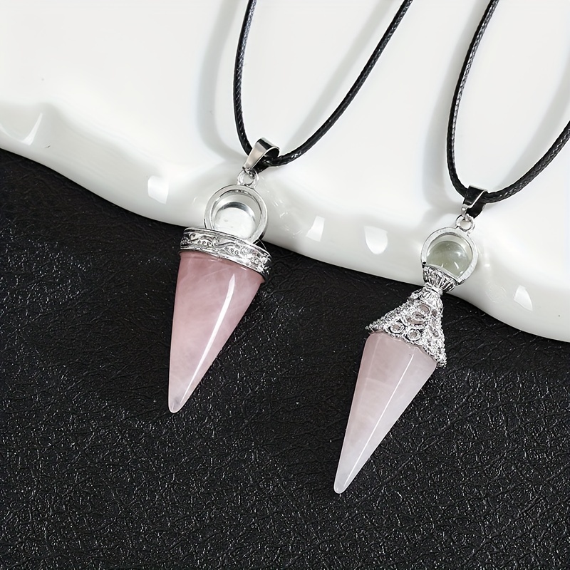 2pcs Crystal Pendulums for Divination, Rose Quartz Gemstone