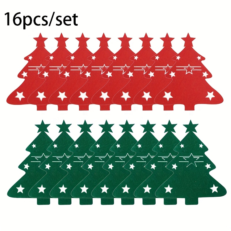 TEMU 16pcs Christmas Cutlery Bag Set With , Holiday Dinner Table Decor
