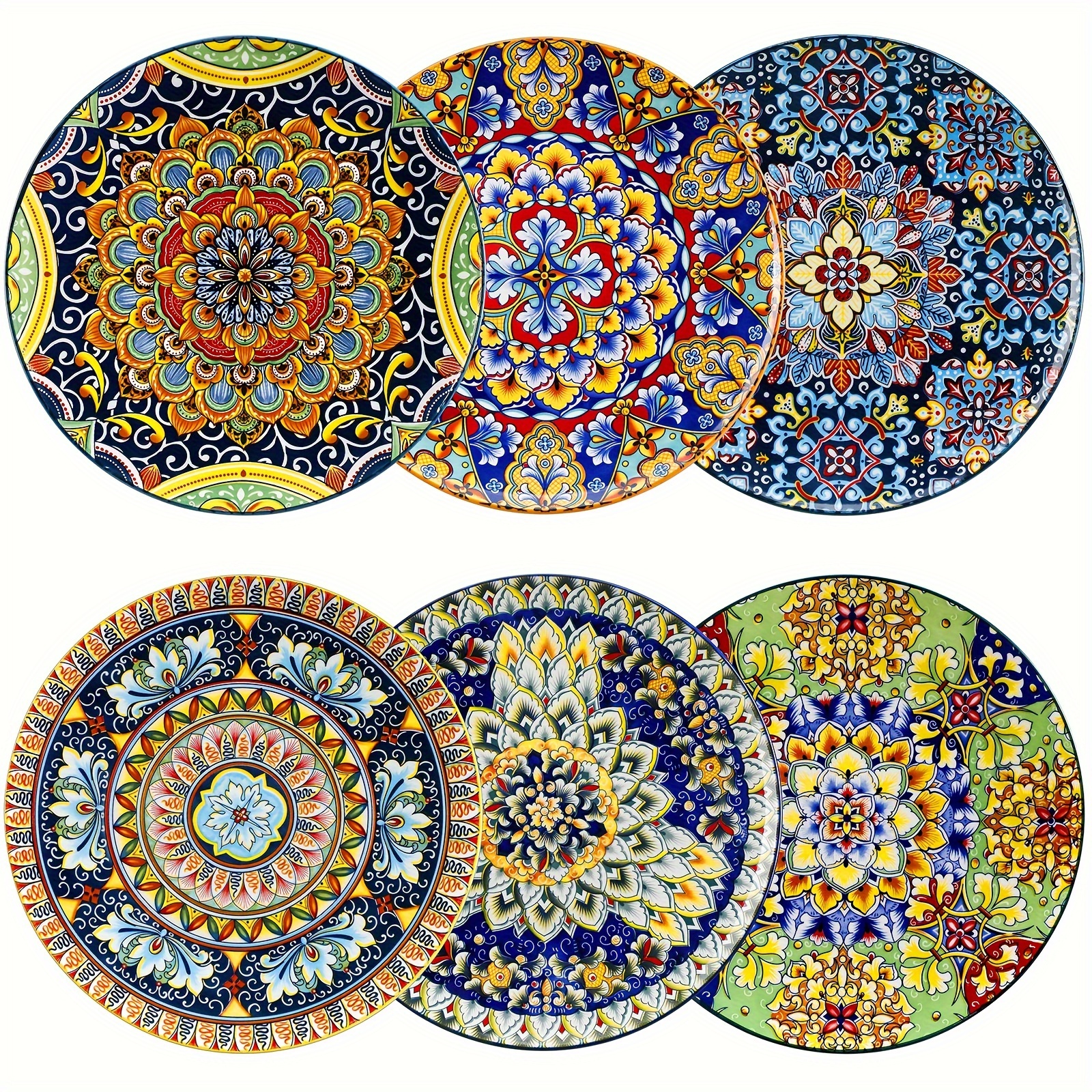 

6 Piece Porcelain Style 10.5 Inch Big Plate Large Plate Serving Plate For Dinner