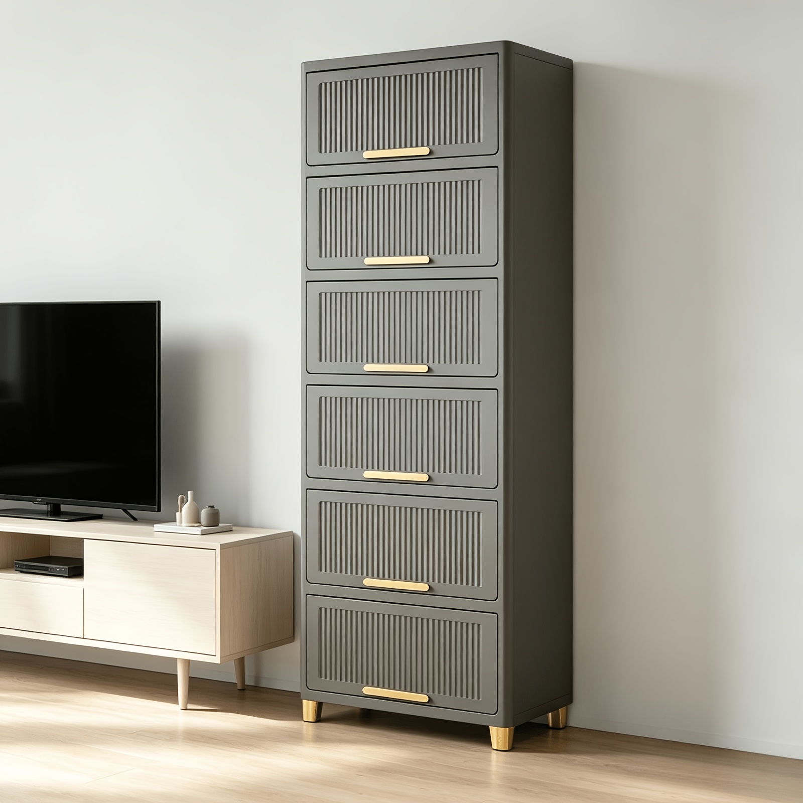 6-Tier Plastic Glam Style Storage Cabinet Set