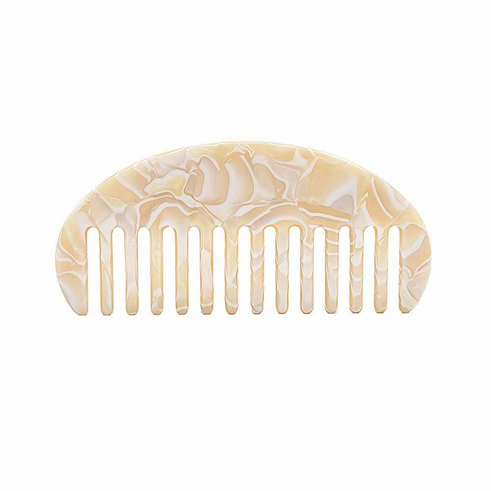 TEMU A Portable And Stylish Half-round Comb Made Of Acetic Acid Material With A Marble Pattern, Designed To Be Anti-static, Perfect As A Holiday Gift