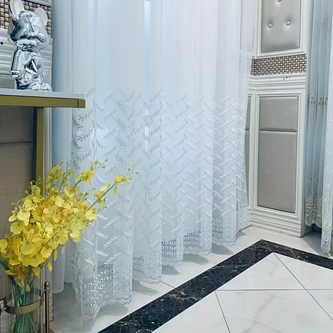 2pcs White Gauze Curtains Gauze Curtains Window Screen Room Bedroom Floor Floating Window Dust Shading Semi-transparent
