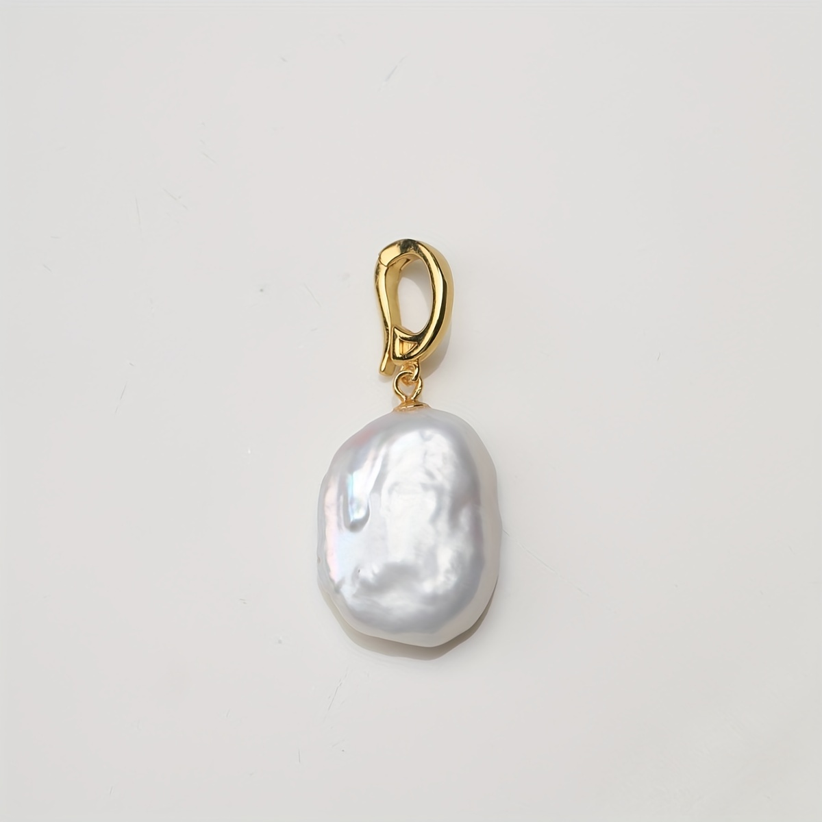 Image of 1pc Natural Freshwater Aurora White Square Baroque Pearl Pendant With Adjustable Clasp S925 Sterling Silver Necklace For Women's Fashion Jewelry Gift
