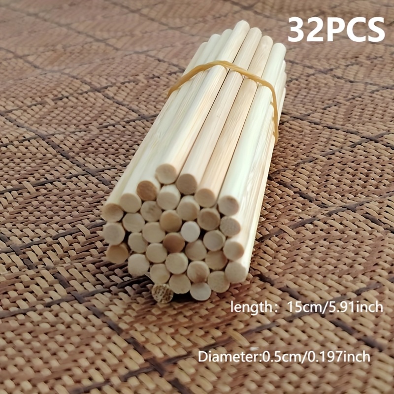 32/64pcs Pack, 15cm Length, Diameter: 5mm/6mm, Round Bamboo Sticks, Craft Sticks, For Handmade Crafts, Model Making