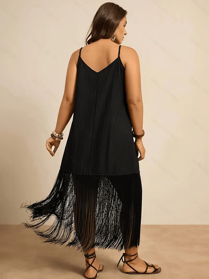 black cowgirl dress plus size Alkepwun Plus Size Dresses Solid Color Vintage Cowgirl Suede Western Style Split Hem Fringe Dress Long Sleeves Collar Half-Zipper Irregular Fitted Mid Length Windproof Warm Casual Dress