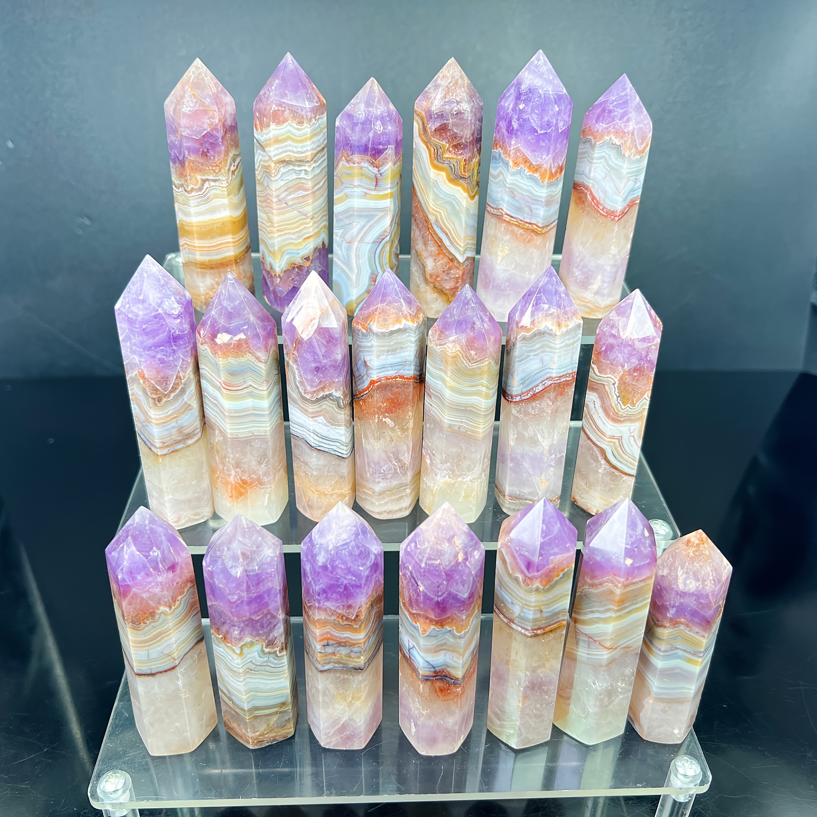 

Boho Style Amethyst Quartz Crystal Tower - 1pc Natural Rock Crystal Point Column With Unique Pattern - Ideal For Home Decor, Desk Accessory, And Gift Giving