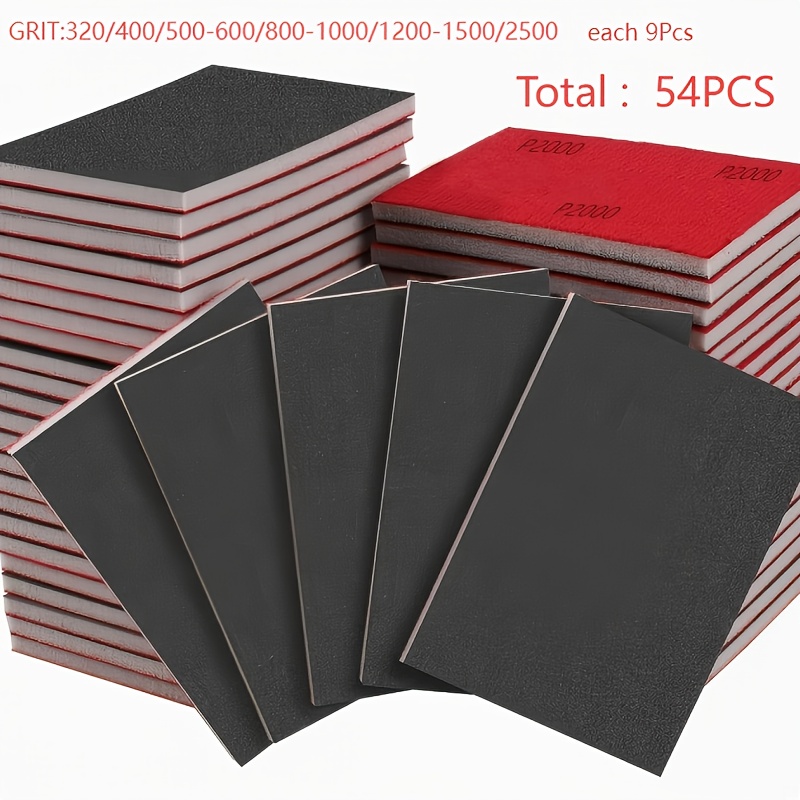 Image of 54pcs P320-p2500 Flexible Sanding Sponge Set 1pc 100mm*75mm | Wet/dry Sandpaper Pads For Wood/metal/car Body/drywall | Premium Flocked Backing, Durable Foam Blocks - Sanding Kit