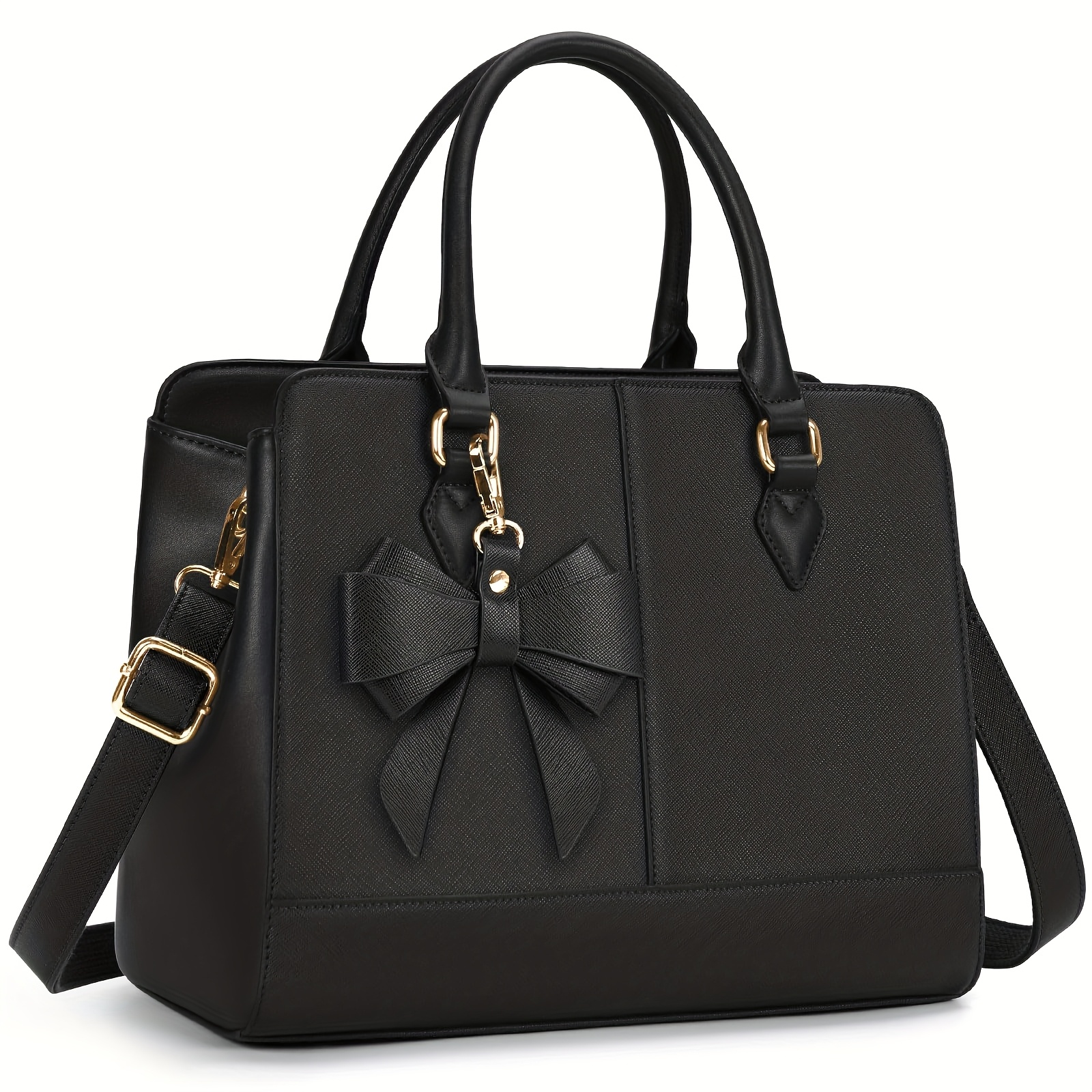 Image of Rainsmore Women's Medium Synthetic Leather Handbag, Laptop Bag, Briefcase, Women's Handbag, Handbags For Women, Tote Bag, Shoulder Bags, Shopper 13 Inches, Black