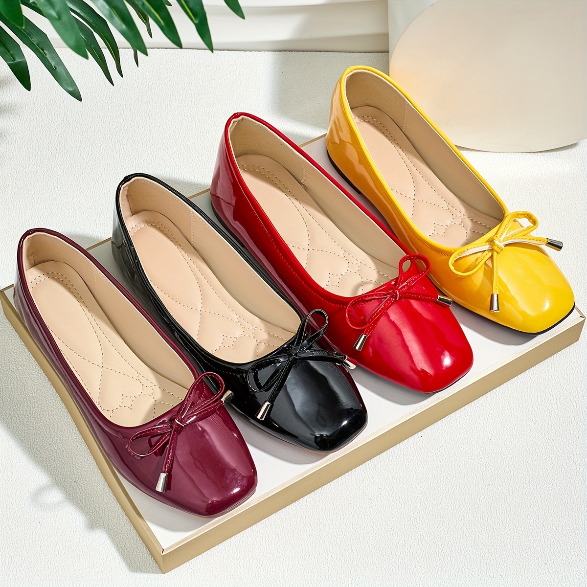 new square toe womens flat shoes comfortable soft surface - Temu
