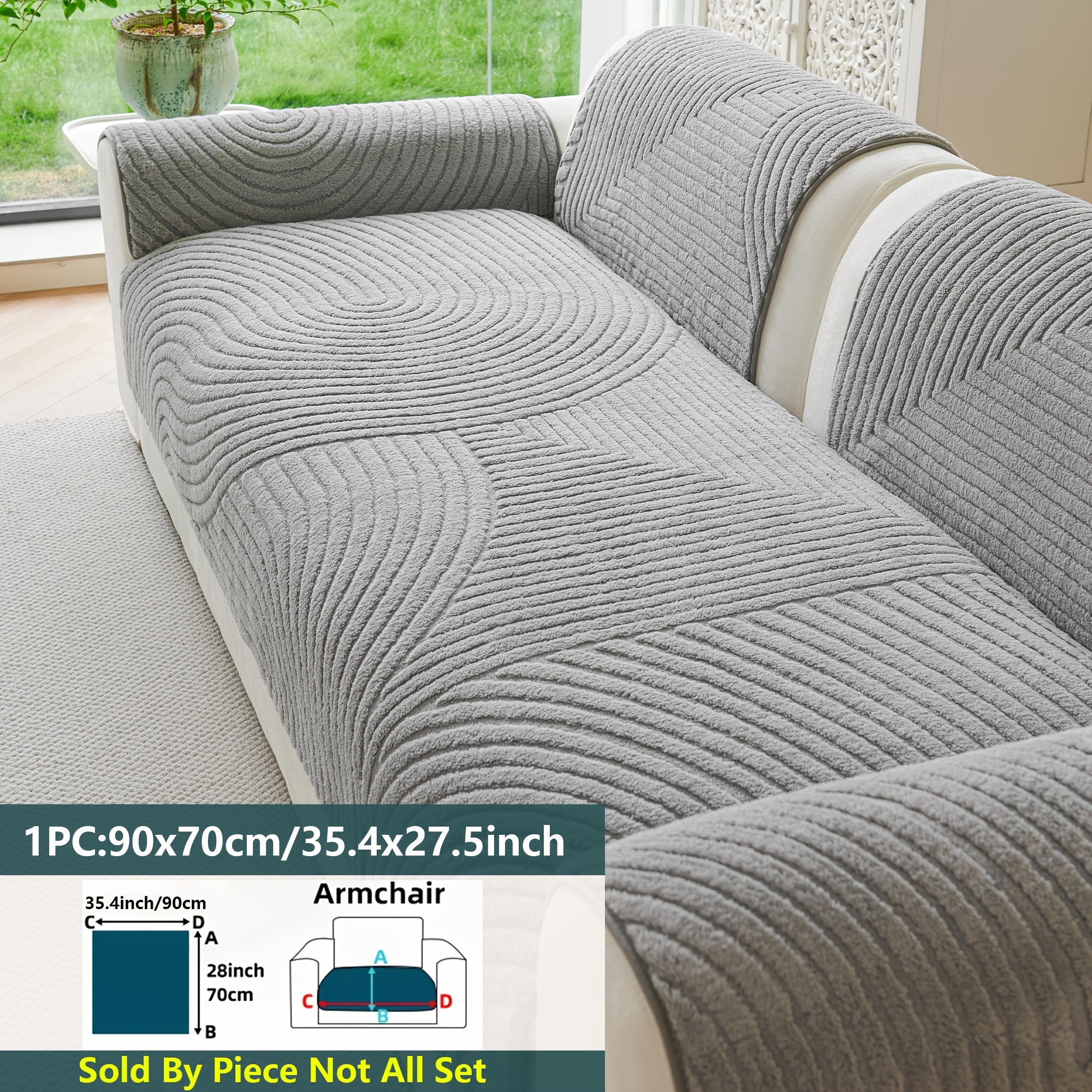 TEMU 1pc Modern Soft Velvet Sofa Cover, Plush Solid Jacquard Seat Cover, Seat Cushion, Anti-scratch, Pet-friendly, Machine Washable Material, Easy
