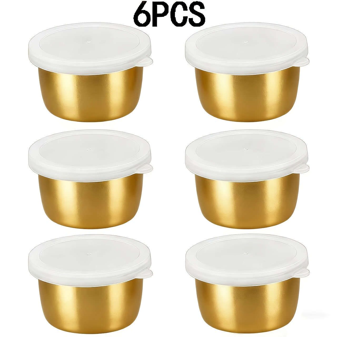 TEMU Lot de 2/4/6 gobelets à sauce de 1,5 oz en acier inoxydable avec couvercle transparent - Récipient à vinaigrette, gobelet à sauce réutilisable,